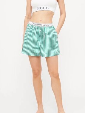 Polo by Ralph Lauren Green & White boxer pajama summer shorts women
